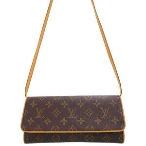 Louis Vuitton Monogram Leather Brown Pochette Twin Shoulder Bag
